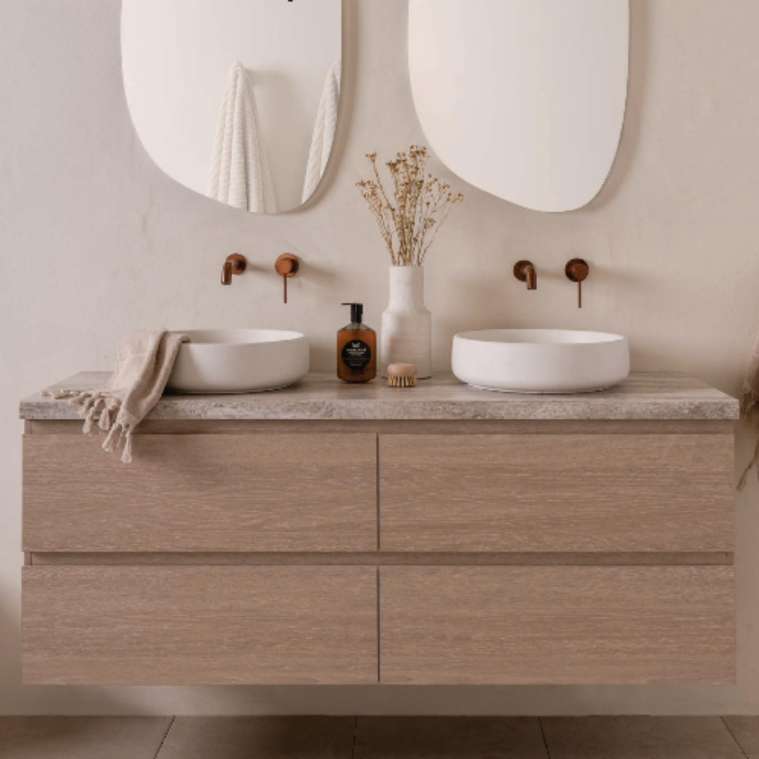Glacier Full Depth, All Drawer Vanity with stone top LITE model