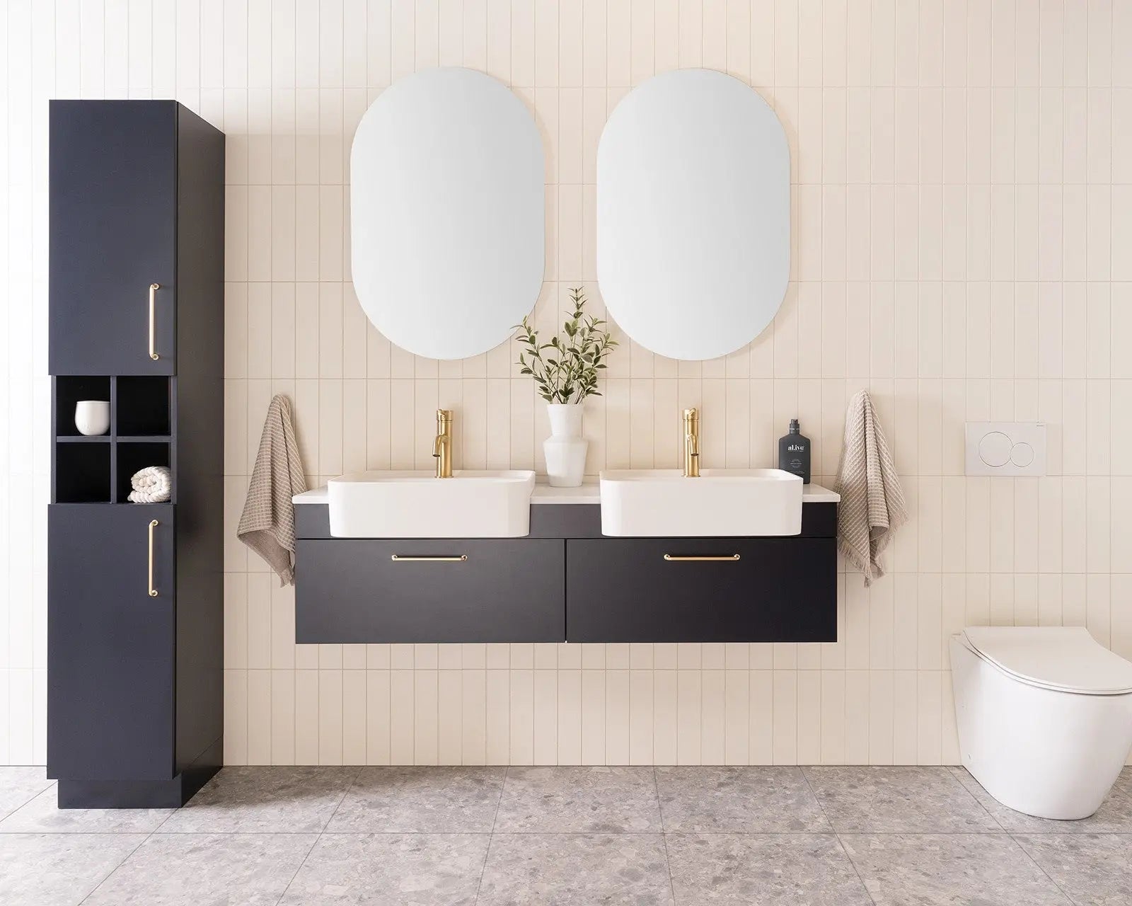 Semi-recessed-vanities Art Bathrooms