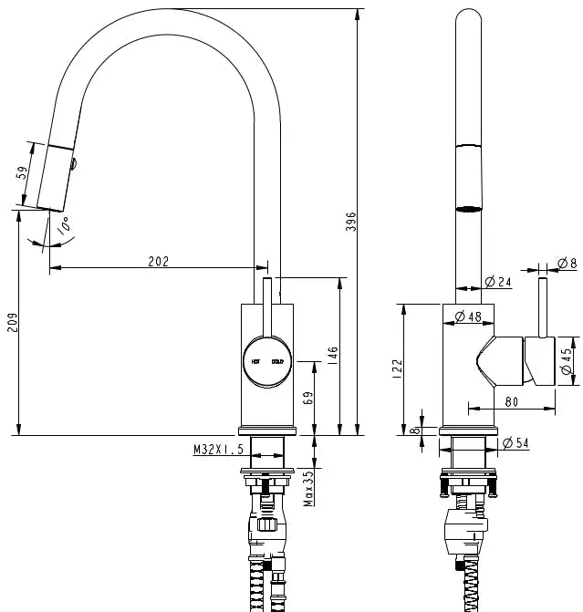 Cioso Pullout Spray Sink Mixer Millennium