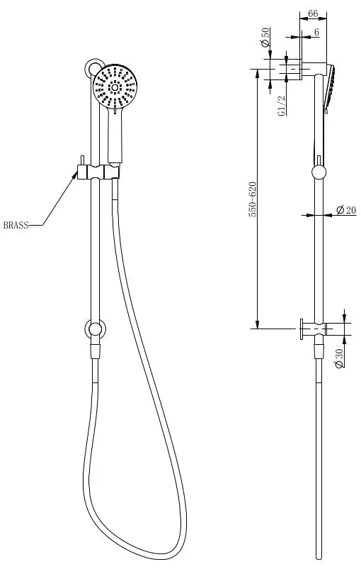 Finesa Top Inlet Rail Shower Gun Metal Millennium
