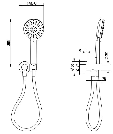 Akemi Handshower Swivel Bracket Gun Metal Millennium