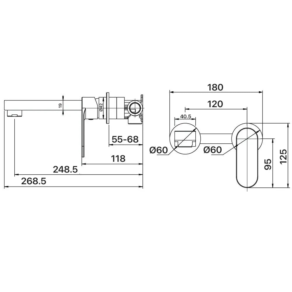SAFFRON DUAL WALL PLATE MIXER LEAD FREE Brasshard