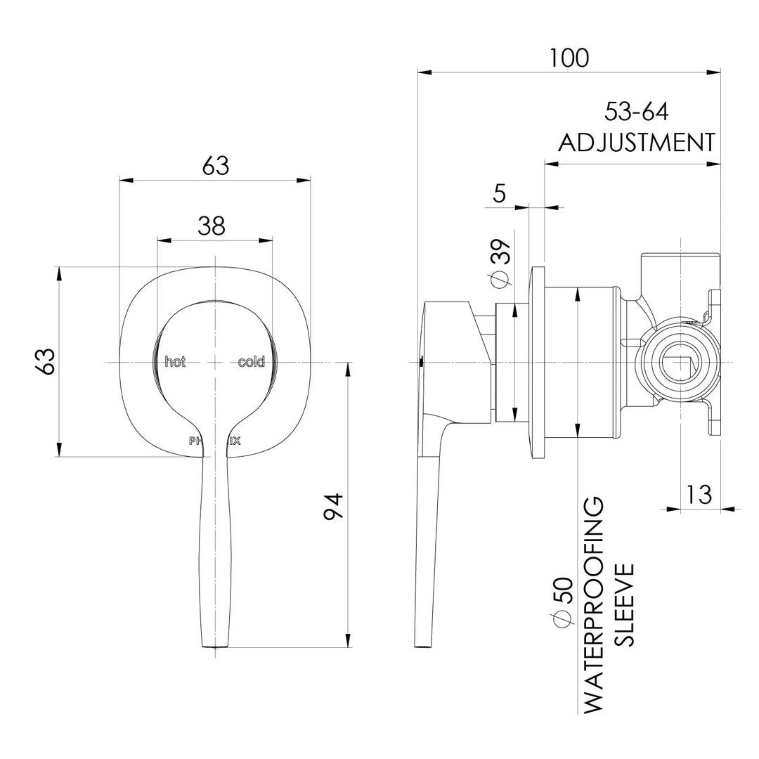 Vask SwitchMix Shower / Wall Mixer (Complete Kit) Phoenix