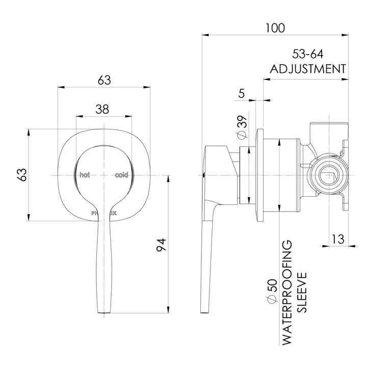 Vask SwitchMix Shower / Wall Mixer (Complete Kit) Phoenix