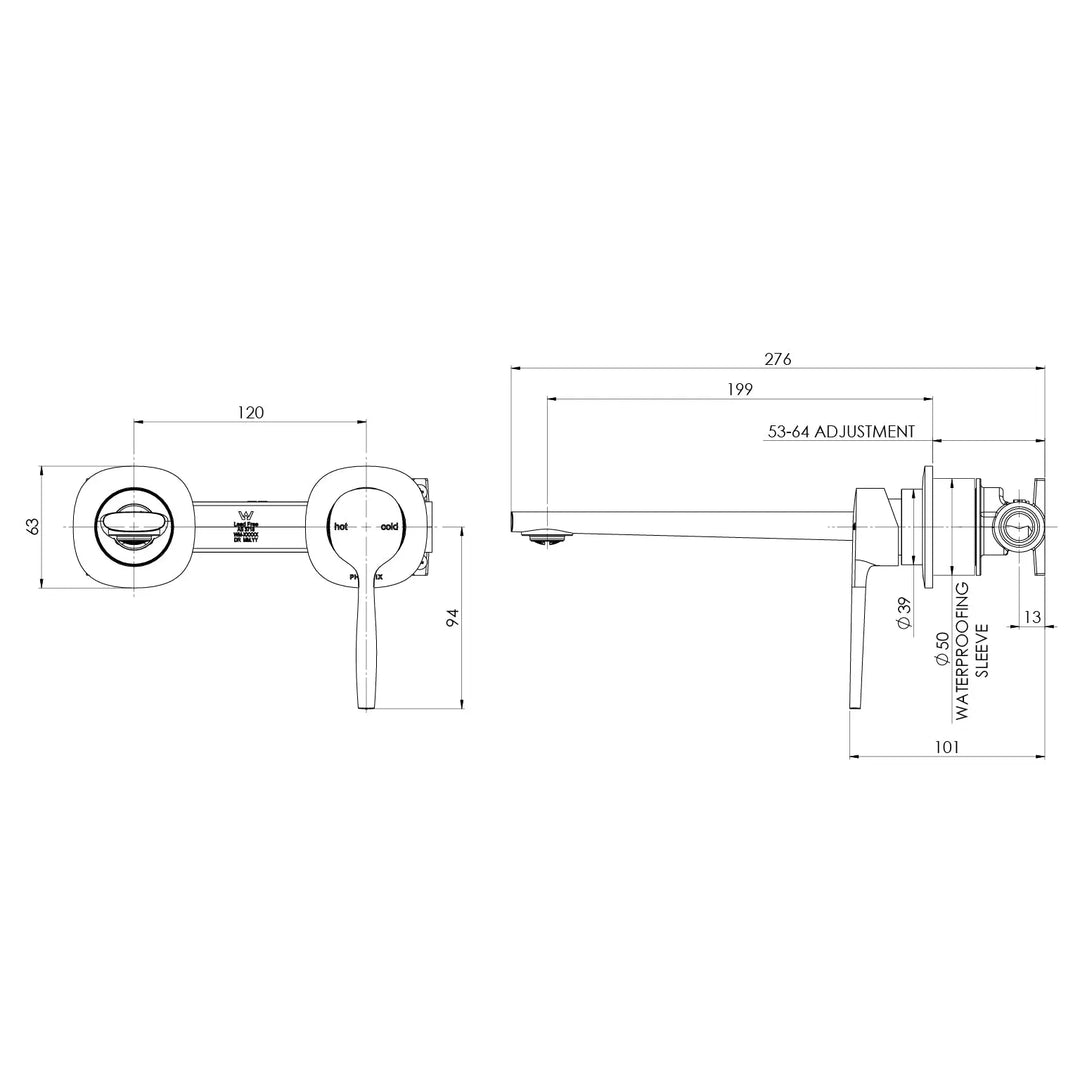 Vask SwitchMix Wall Basin / Bath Mixer Set (Complete Kit Phoenix