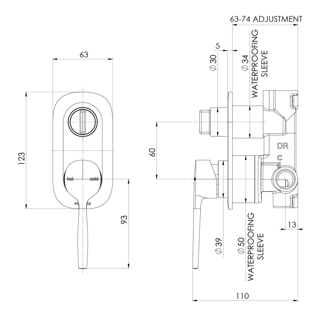 Vask SwitchMix Shower / Bath Diverter Mixer (Complete Kit) Phoenix