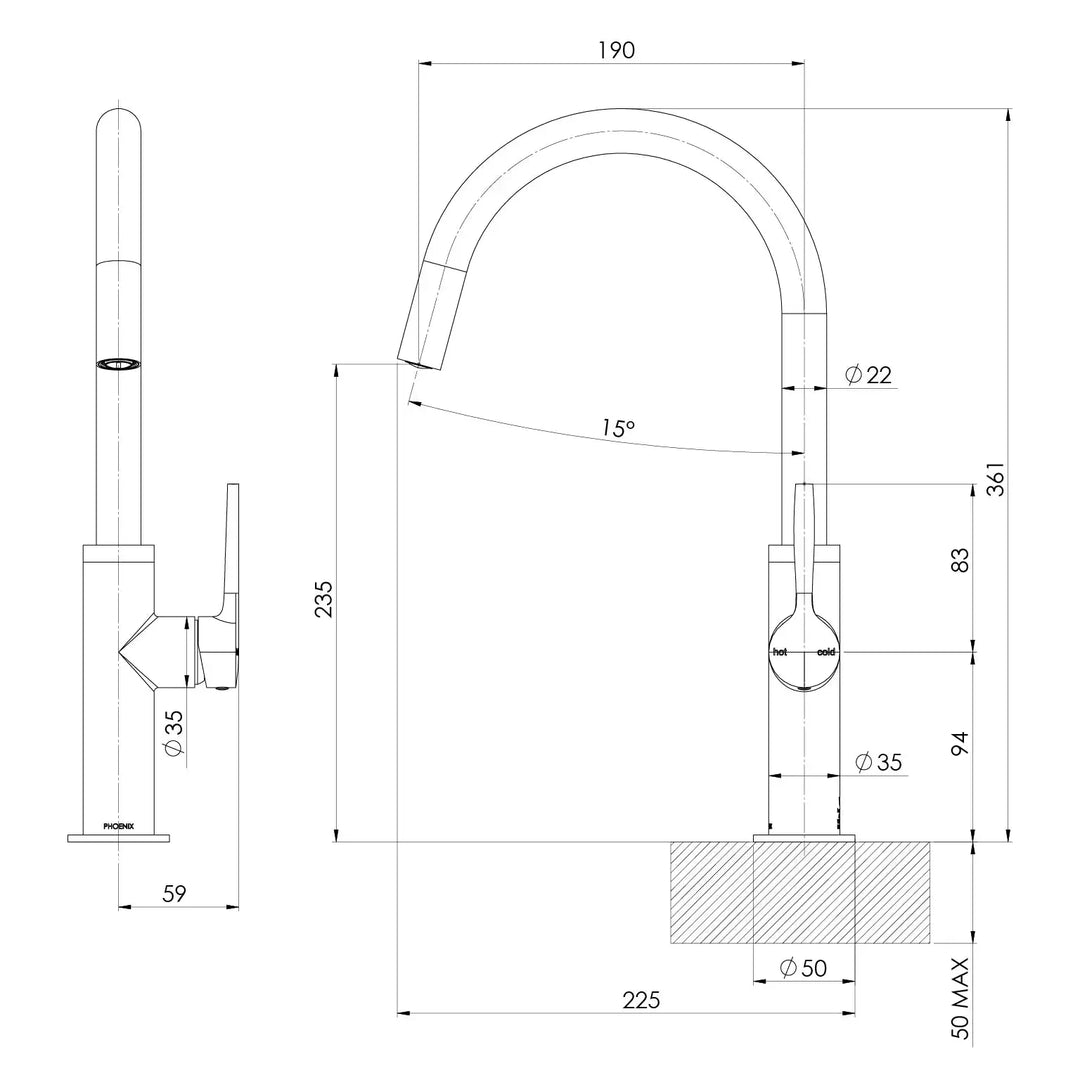 Vask Sink Mixer 190mm Phoenix