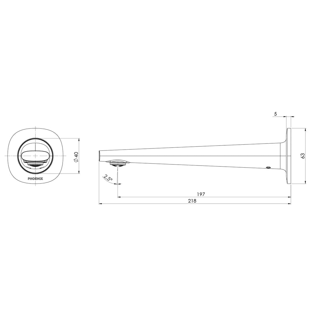 Vask Wall Basin / Bath Outlet 200mm Phoenix