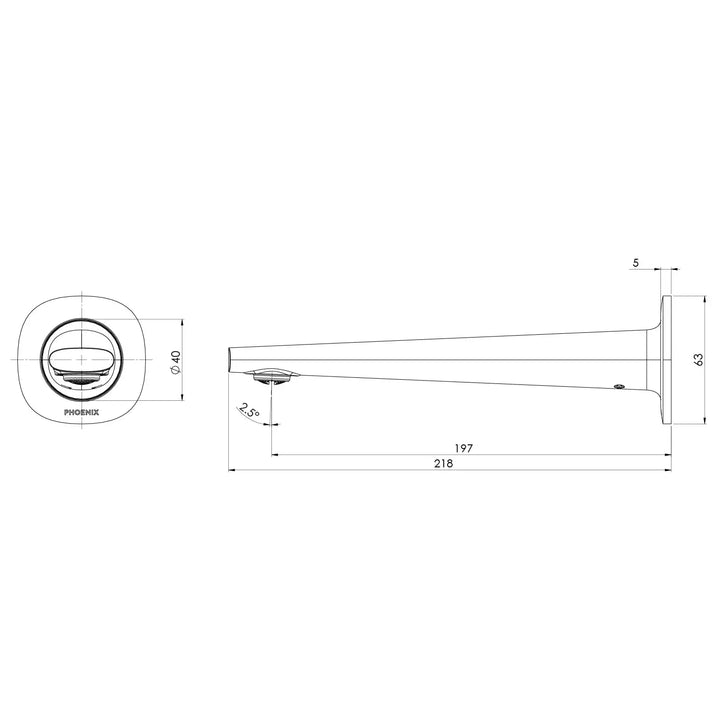 Vask Wall Basin / Bath Outlet 200mm Phoenix