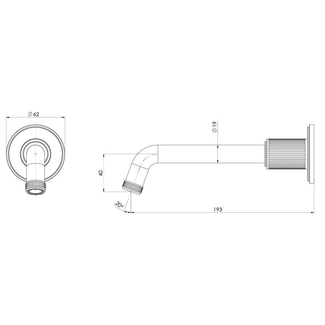 Wiltern Wall Basin / Bath Outlet 190mm – Lead Free Phoenix