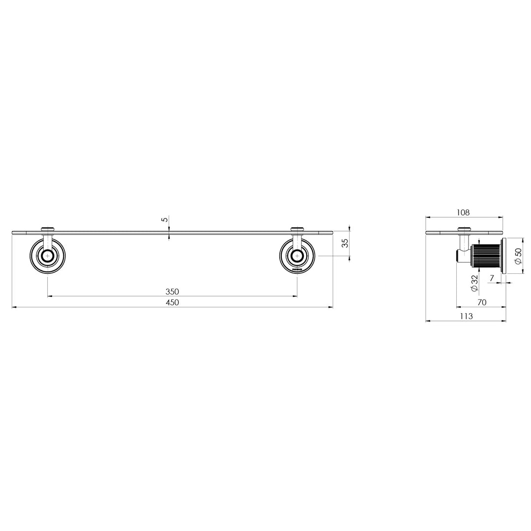 Wiltern Glass Shelf 450mm Phoenix