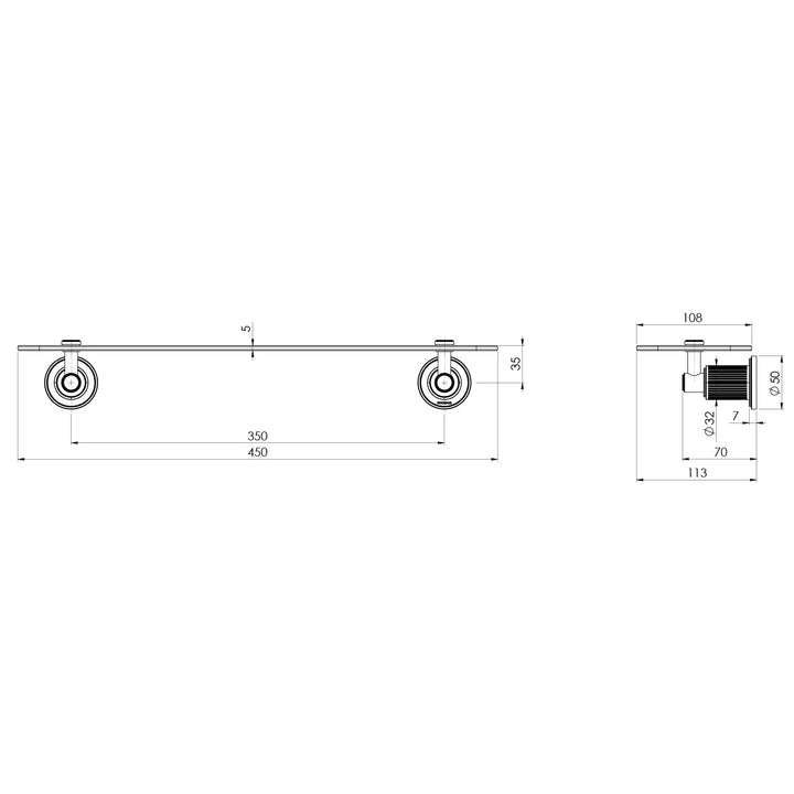 Wiltern Glass Shelf 450mm Phoenix