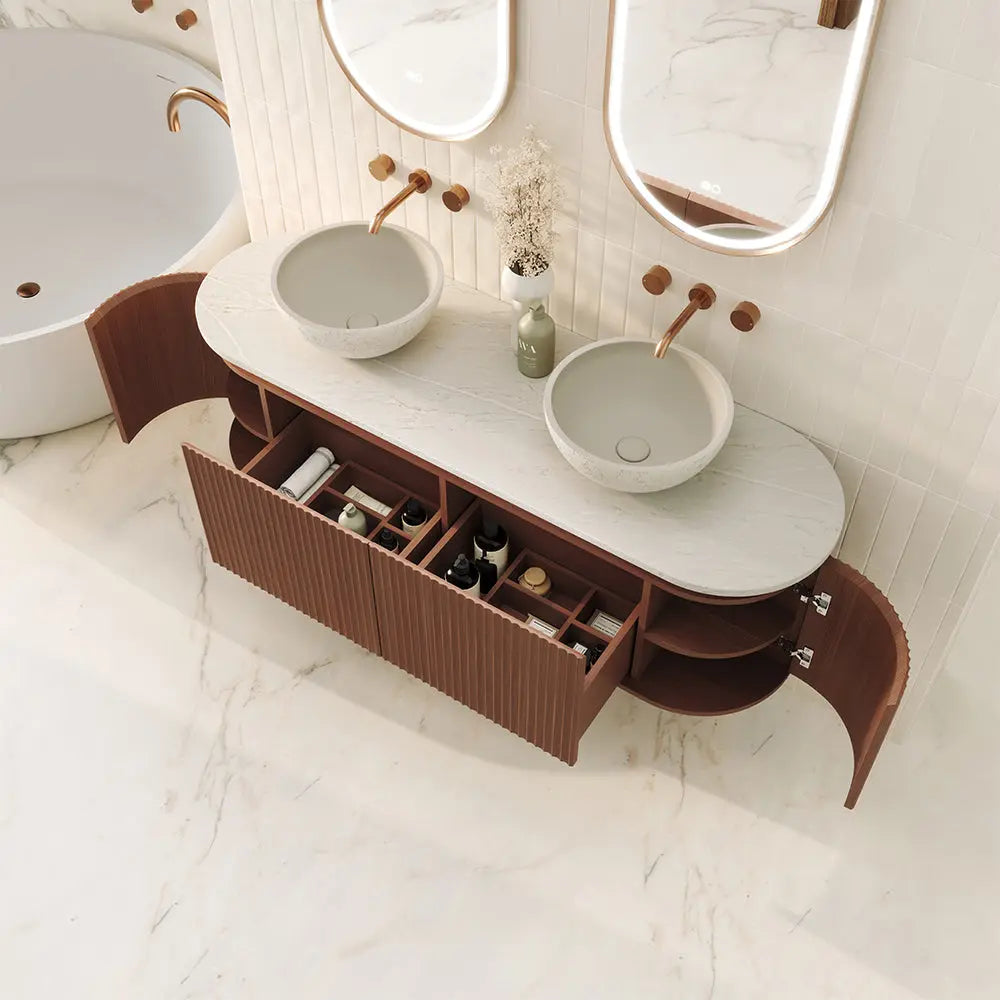 Empire Pill Walnut Wall Hung Vanity Fienza