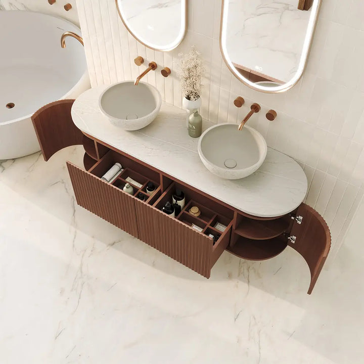 Empire Pill Walnut Wall Hung Vanity Fienza