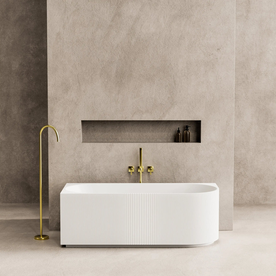 Capri Corner Freestanding Bath, fluted - available in various finishes Ceramic Exchange