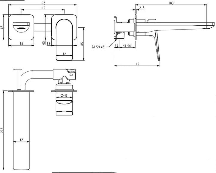 Jenex Wall Basin Mixer Millennium