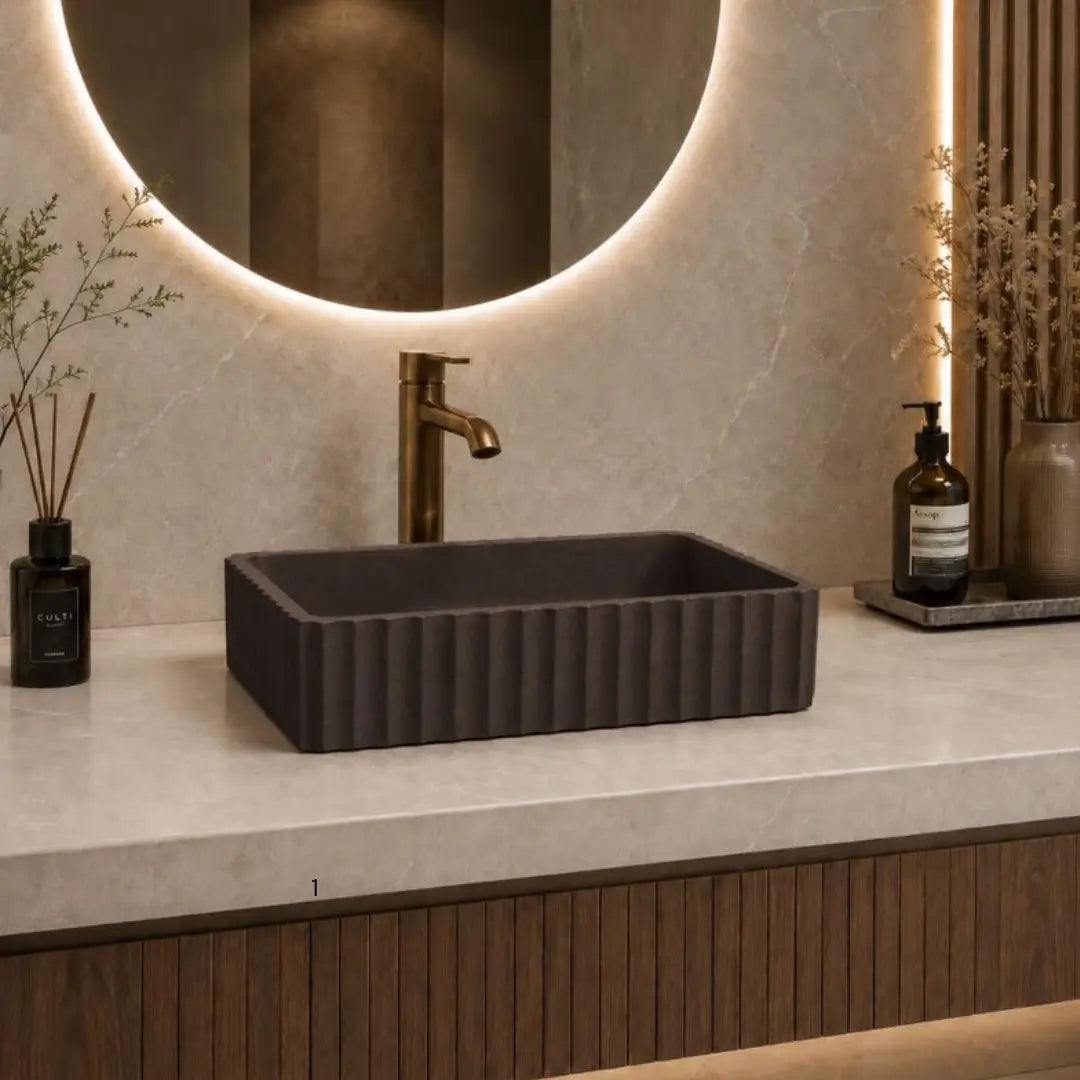 Briza Rectangle Above Counter Stone Basin - various finishes PIETRA BIANCA