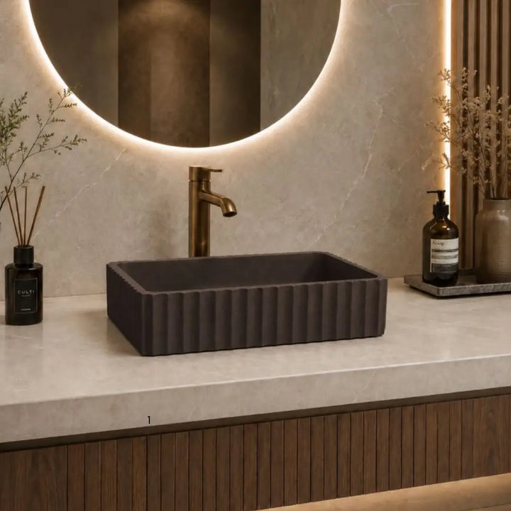 Briza Rectangle Above Counter Stone Basin - various finishes PIETRA BIANCA