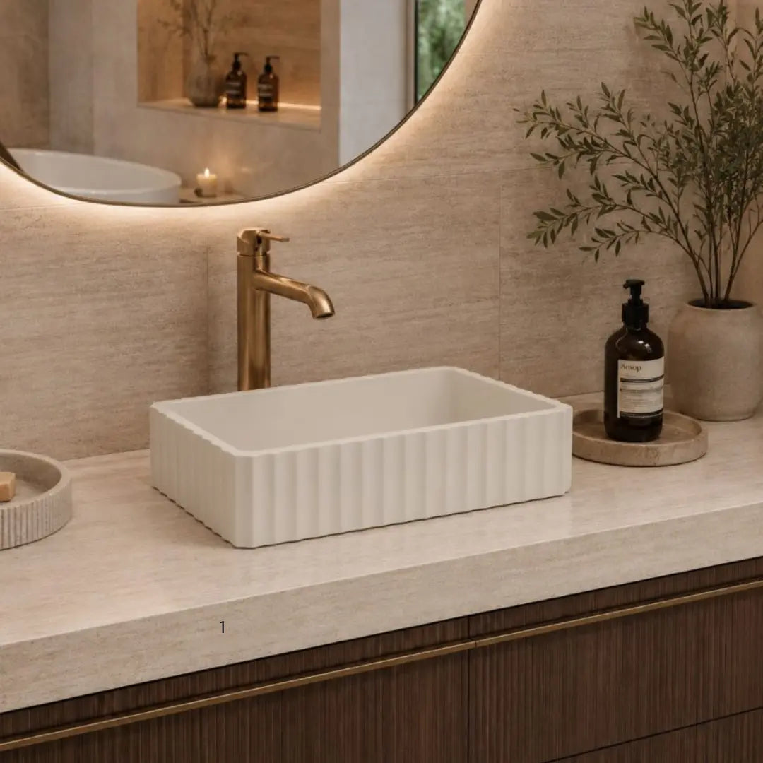 Briza Rectangle Above Counter Stone Basin - various finishes PIETRA BIANCA