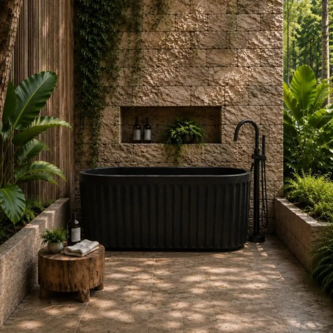 Briza Freestanding Cast Stone Bath 1700mm - various finishes PIETRA BIANCA