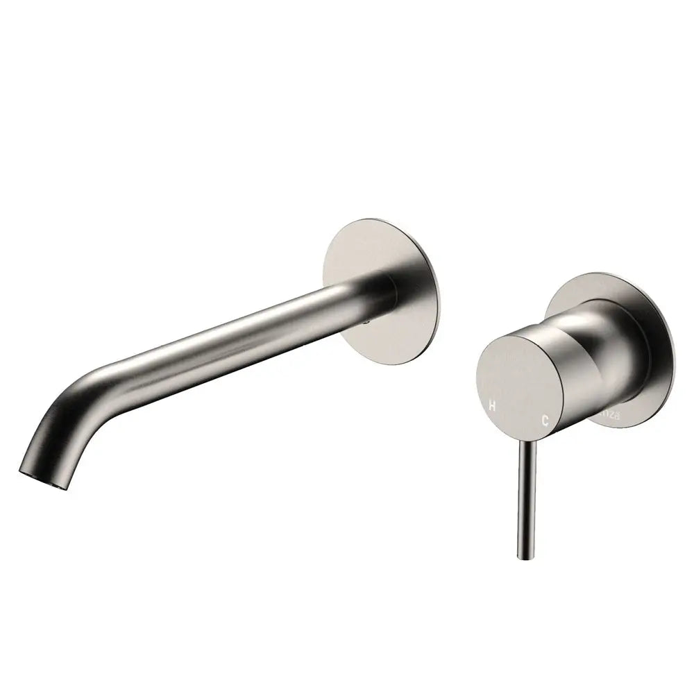 Kaya Basin/Bath Wall Mixer Set, Round Plates, 200mm Outlet Fienza