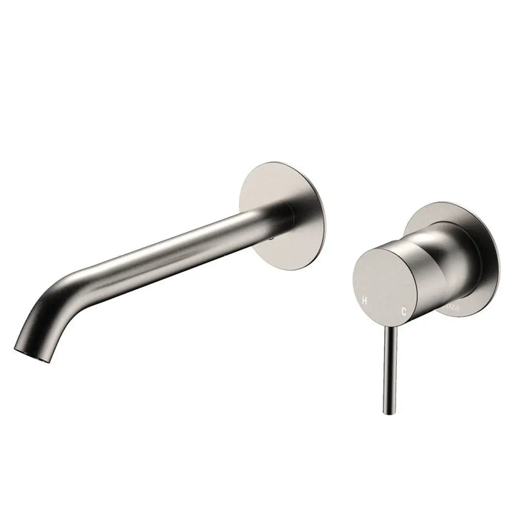 Kaya Basin/Bath Wall Mixer Set, Round Plates, 200mm Outlet Fienza