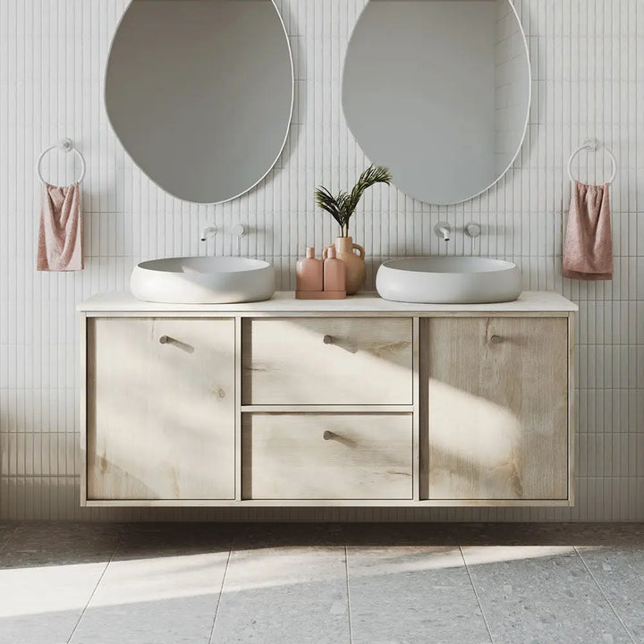 Kaya Basin/Bath Wall Mixer Set, Round Plates, 200mm Outlet Fienza