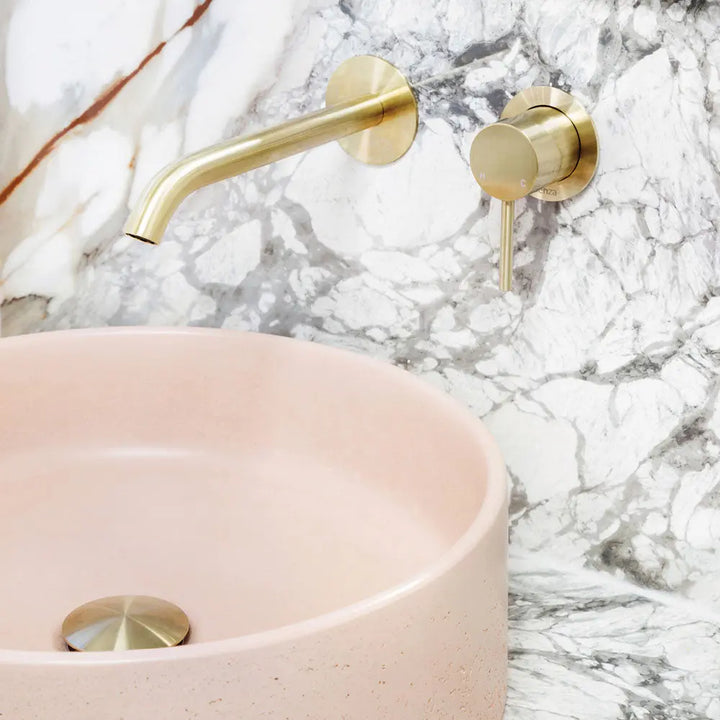 Kaya Basin/Bath Wall Mixer Set, Round Plates, 200mm Outlet Fienza