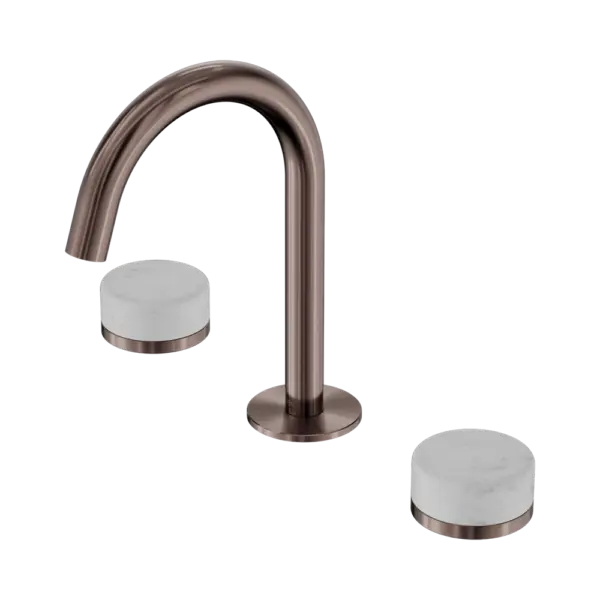 Serenity Basin Set Arc Spout Brushed Bronze Trim Nero tapware