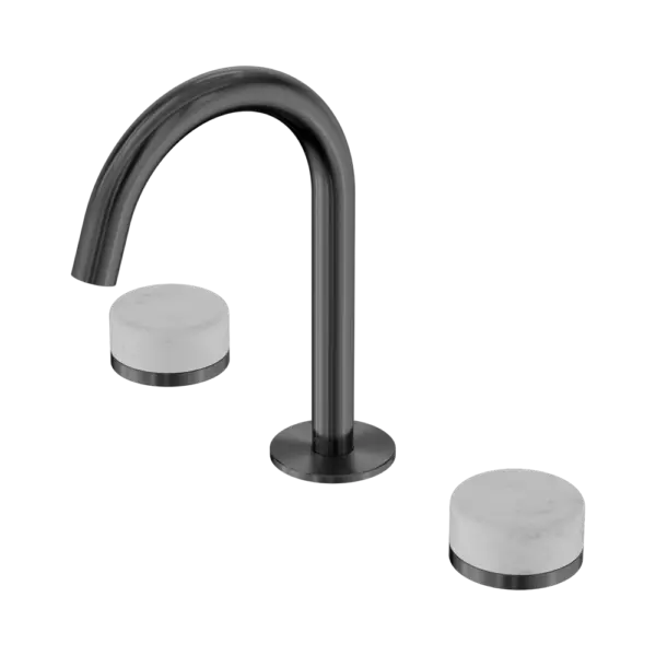 Serenity Basin Set Arc Spout Gun Metal Trim Nero tapware