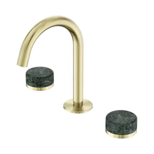 Serenity Basin Set Arc Spout Brushed Gold Trim Nero tapware