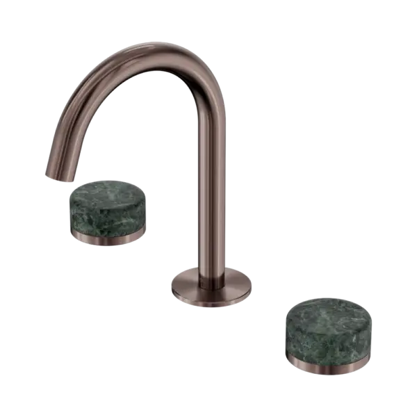 Serenity Basin Set Arc Spout Brushed Bronze Trim Nero tapware