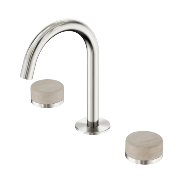 Serenity Basin Set Arc Spout Brushed Nickel Trim Nero tapware