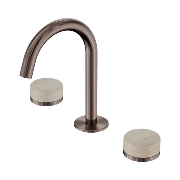Serenity Basin Set Arc Spout Brushed Bronze Trim Nero tapware
