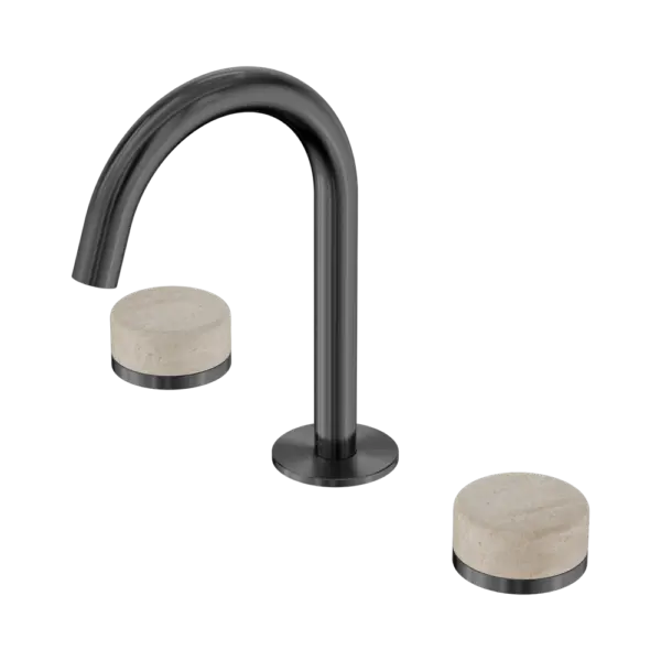 Serenity Basin Set Arc Spout Gun Metal Trim Nero tapware