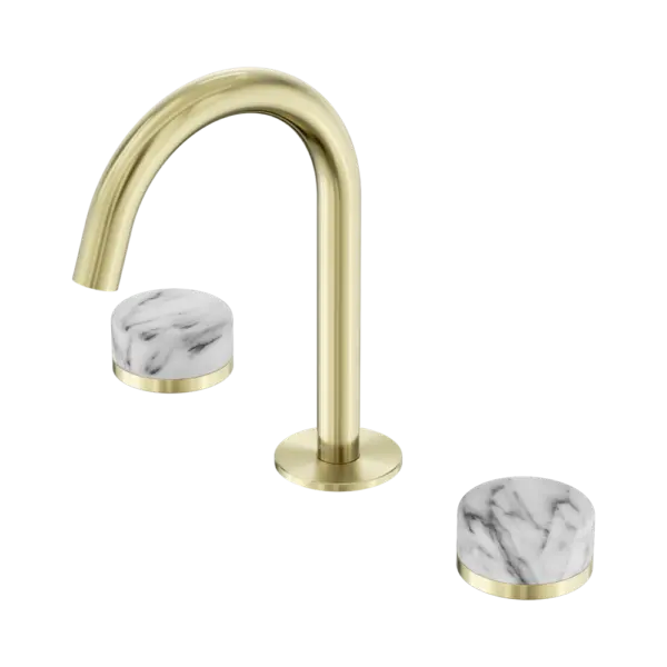 Serenity Basin Set Arc Spout Brushed Gold Trim Nero tapware