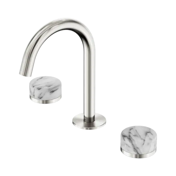 Serenity Basin Set Arc Spout Brushed Nickel Trim Nero tapware
