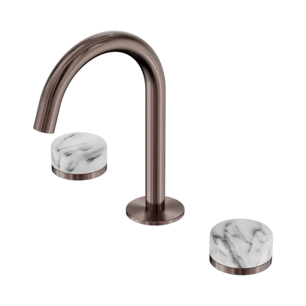 Serenity Basin Set Arc Spout Brushed Bronze Trim Nero tapware