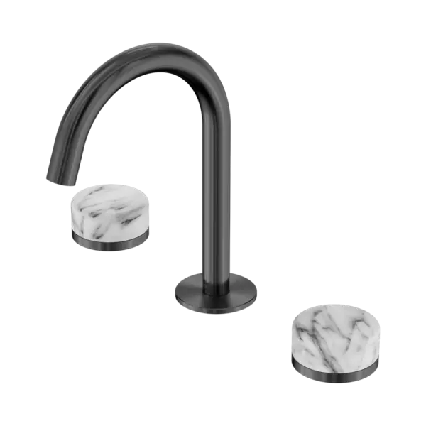 Serenity Basin Set Arc Spout Gun Metal Trim Nero tapware