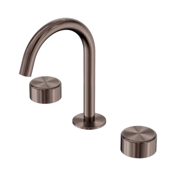 Serenity Basin Set Arc Spout Brushed Bronze Trim Nero tapware