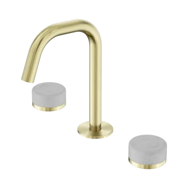Serenity Basin Set Edge Spout Brushed Gold Trim Nero tapware