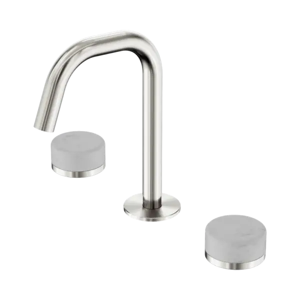 Serenity Basin Set Edge Spout Brushed Nickel Trim Nero tapware