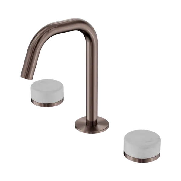 Serenity Basin Set Edge Spout Brushed Bronze Trim Nero tapware