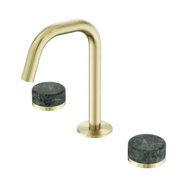 Serenity Basin Set Edge Spout Brushed Gold Trim Nero tapware
