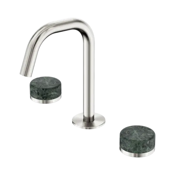 Serenity Basin Set Edge Spout Brushed Nickel Trim Nero tapware
