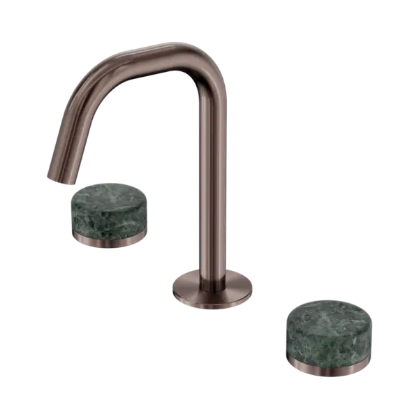 Serenity Basin Set Edge Spout Brushed Bronze Trim Nero tapware