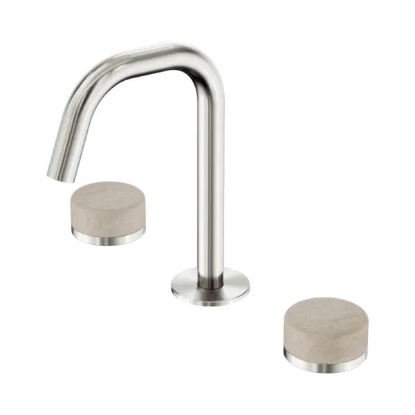 Serenity Basin Set Edge Spout Brushed Nickel Trim Nero tapware