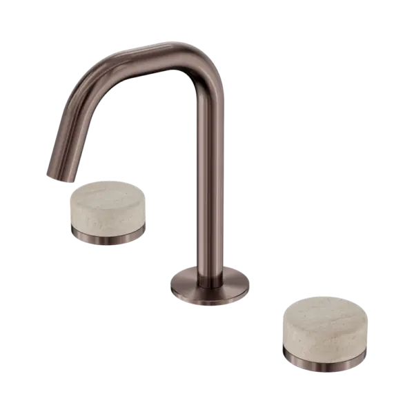 Serenity Basin Set Edge Spout Brushed Bronze Trim Nero tapware