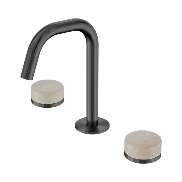 Serenity Basin Set Edge Spout Gun Metal Trim Nero tapware