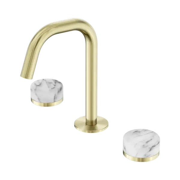 Serenity Basin Set Edge Spout Brushed Gold Trim Nero tapware